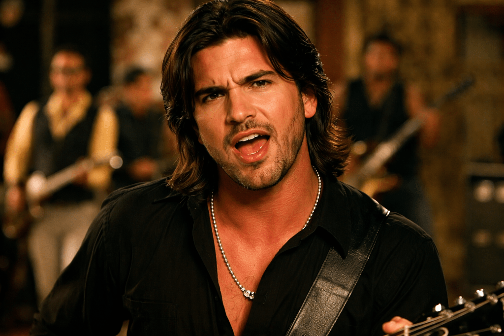 An AI generated image of Juanes from the music video of La Camisa Negra